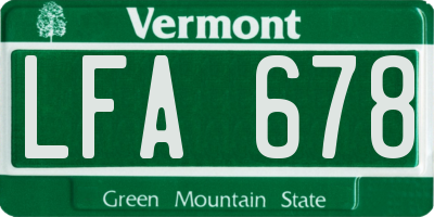 VT license plate LFA678