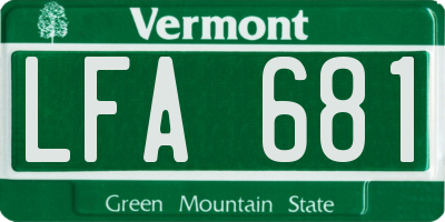 VT license plate LFA681