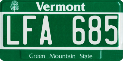 VT license plate LFA685
