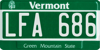 VT license plate LFA686