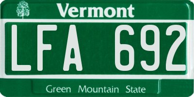 VT license plate LFA692