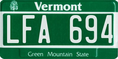 VT license plate LFA694