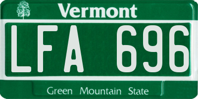 VT license plate LFA696