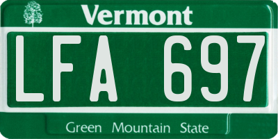 VT license plate LFA697