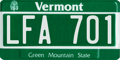 VT license plate LFA701