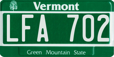 VT license plate LFA702