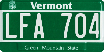 VT license plate LFA704
