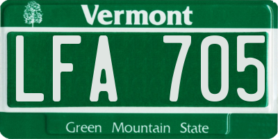 VT license plate LFA705