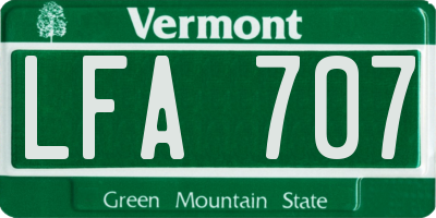 VT license plate LFA707