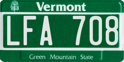 VT license plate LFA708