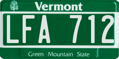 VT license plate LFA712