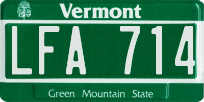 VT license plate LFA714