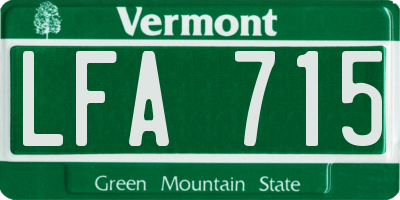 VT license plate LFA715