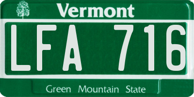 VT license plate LFA716