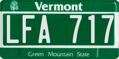 VT license plate LFA717