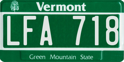 VT license plate LFA718