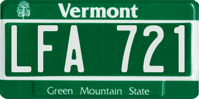 VT license plate LFA721