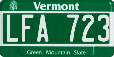VT license plate LFA723