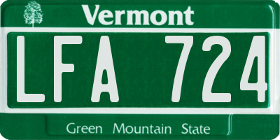 VT license plate LFA724