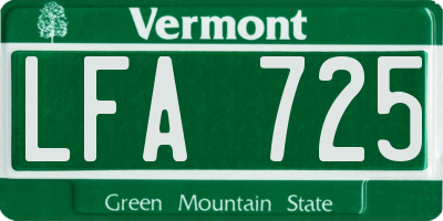 VT license plate LFA725
