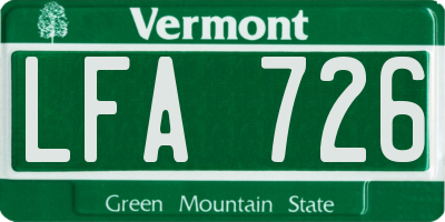 VT license plate LFA726
