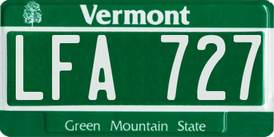 VT license plate LFA727