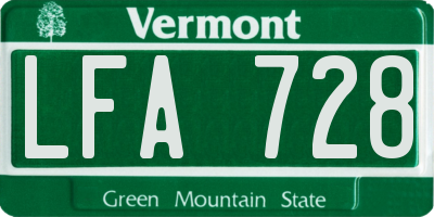 VT license plate LFA728