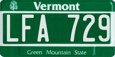 VT license plate LFA729