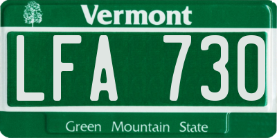 VT license plate LFA730