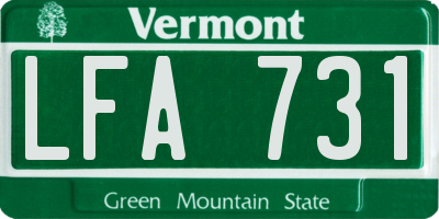 VT license plate LFA731