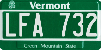 VT license plate LFA732
