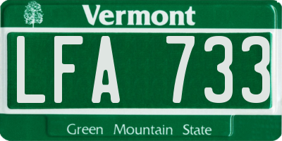 VT license plate LFA733
