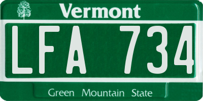 VT license plate LFA734