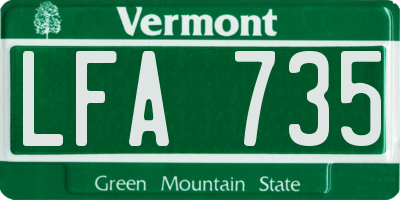 VT license plate LFA735