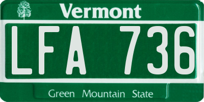 VT license plate LFA736