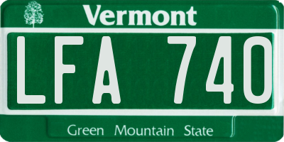 VT license plate LFA740