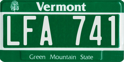 VT license plate LFA741