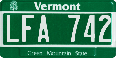 VT license plate LFA742