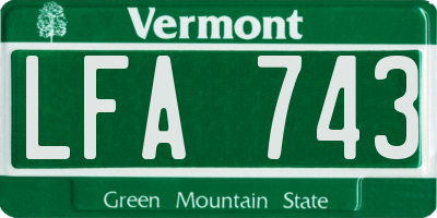 VT license plate LFA743