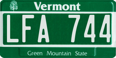 VT license plate LFA744