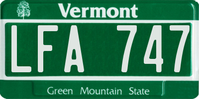VT license plate LFA747