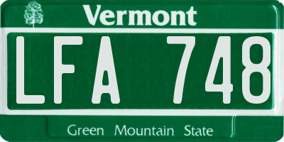 VT license plate LFA748
