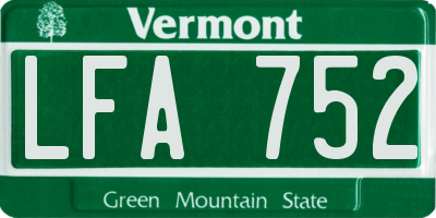 VT license plate LFA752