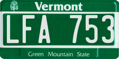 VT license plate LFA753