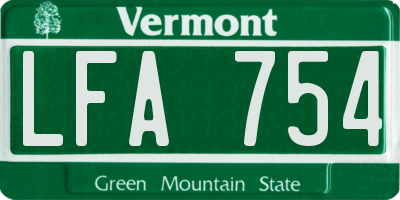 VT license plate LFA754