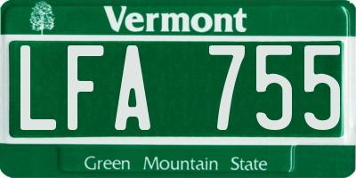 VT license plate LFA755