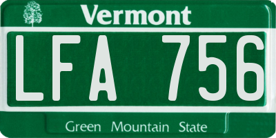 VT license plate LFA756