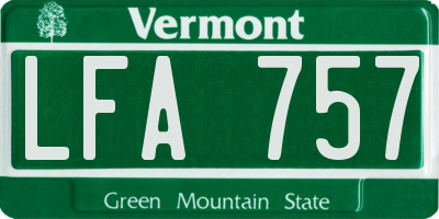VT license plate LFA757