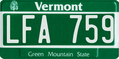 VT license plate LFA759