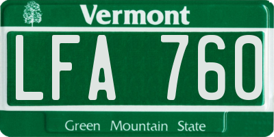 VT license plate LFA760